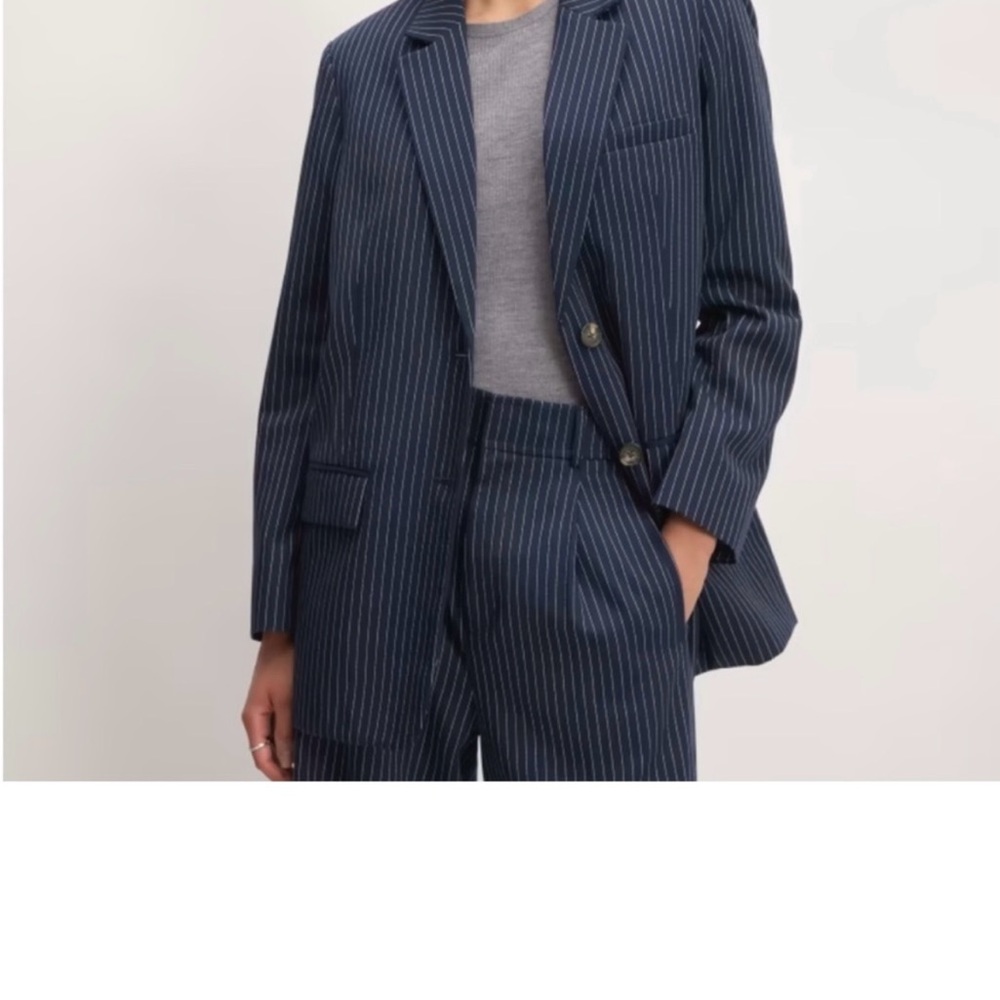 Everlane Blue Pinstripe Blazer